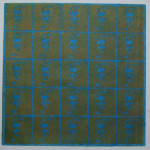 Maskerade 3, gomdruk in ceruleum blauw, Agnes Bomers 1992