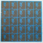 Maskerade 5, gomdruk in ceruleum blauw, Agnes Bomers, 1992