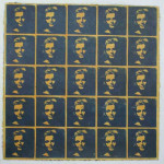 Maskerade 6, gomdruk in ceruleum blauw, Agnes Bomers, 1992